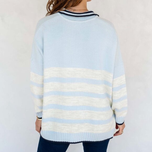 MerSea - Marina Polo Sweater - Sky/Sea Salt/Navy - Picture 5 of 6
